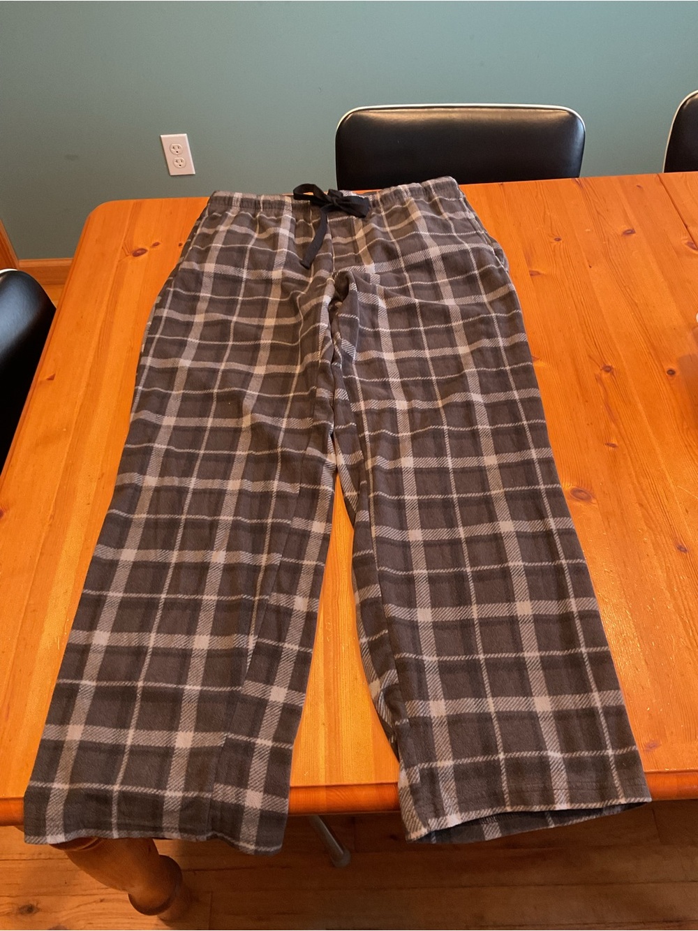 MEN’S CROFT & BARROW PLAID FLEECE PANTS LOUNGE PAJAMA SIZE L NAVY GREEN GRAY BLK - Picture 3 of 9